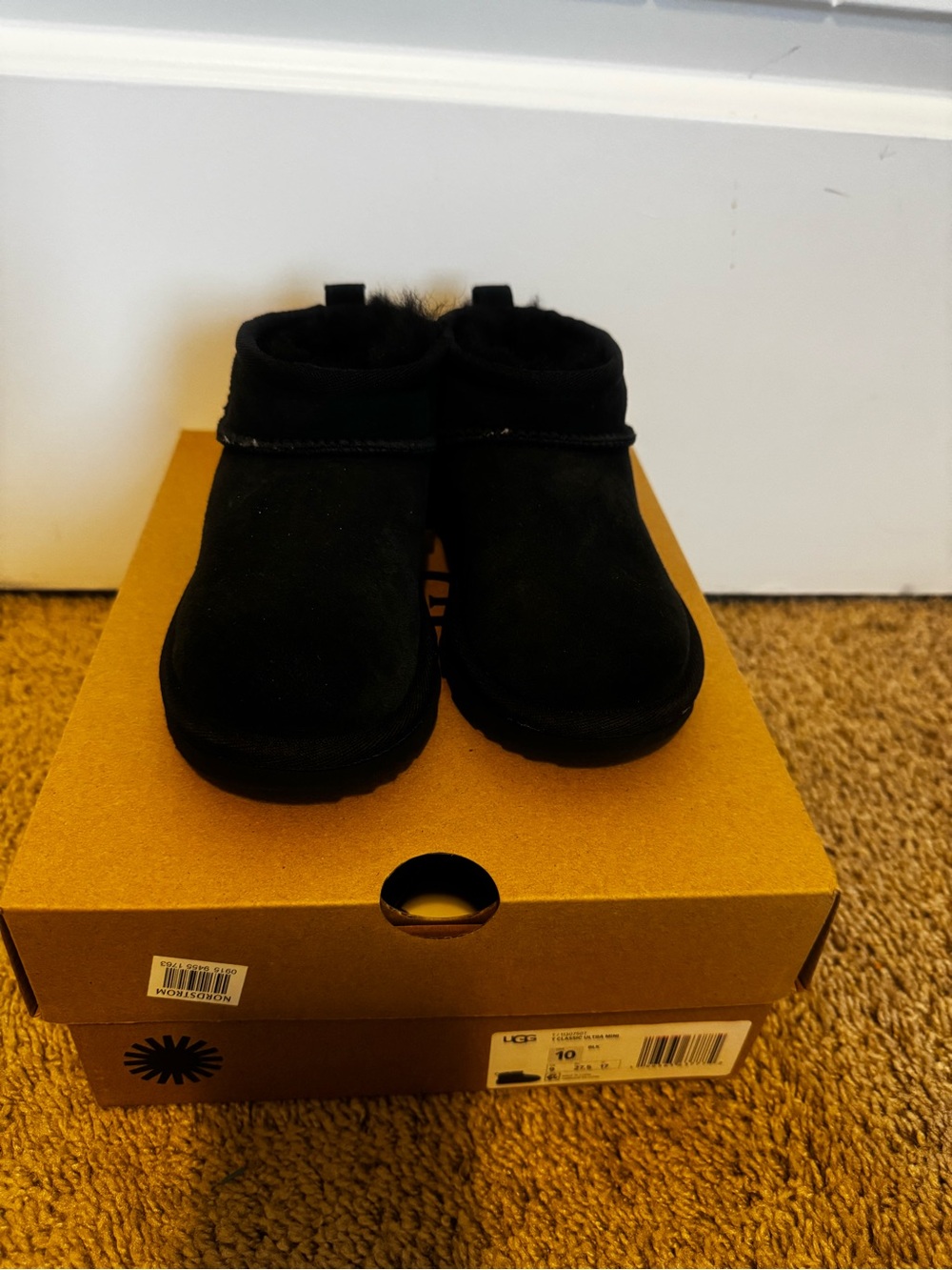 UGG Kids Black Suede Cozy Ankle Boots